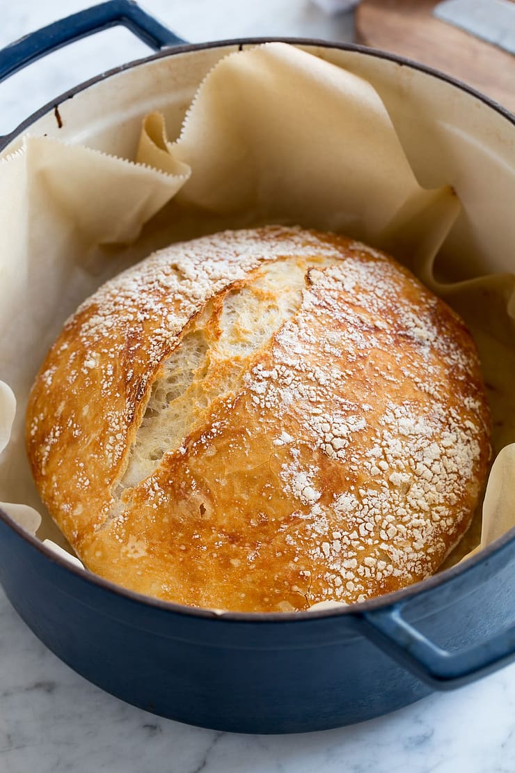 bread baking in cast iron